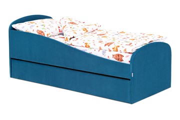 Детская кровать с ящиком Letmo морской (велюр) в Саратове
