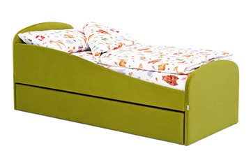 Детская кровать с ящиком Letmo оливковый (велюр) в Саратове