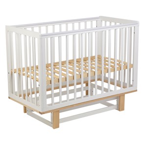 Кровать для новорожденных серия 3400 POLINI Kids Simple 340 с маятником Белый / Натуральный в Энгельсе