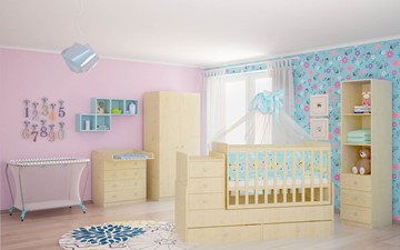 Кровать для новорожденных с комодом POLINI Kids Simple 1100 Натуральный в Энгельсе - предосмотр 3