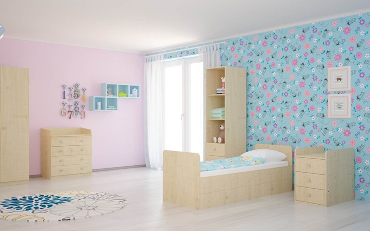Кровать для новорожденных с комодом POLINI Kids Simple 1100 Натуральный в Энгельсе - изображение 4