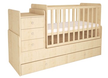 Кровать для новорожденных с комодом POLINI Kids Simple 1100 Натуральный в Энгельсе - предосмотр