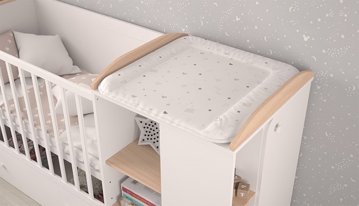 Многофункциональная кровать с комодом POLINI Kids Ameli 800 Белый / Дуб пастельный, серия AMELI в Саратове - изображение 4