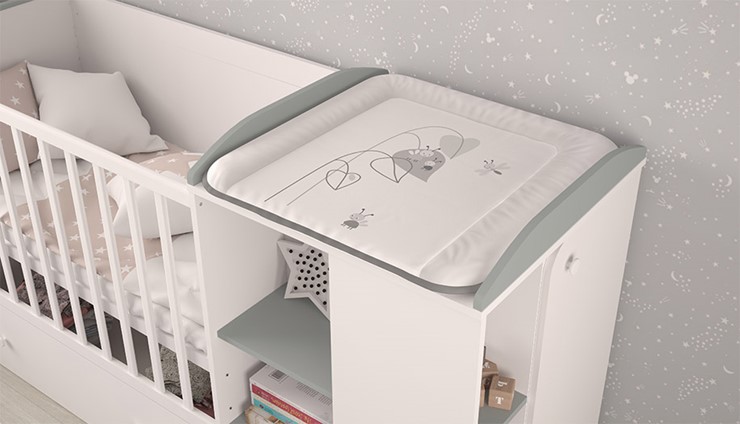 Кроватка-трансформер с комодом POLINI Kids Ameli 800 Белый / Серый, серия AMELI в Энгельсе - изображение 3