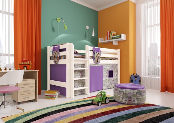Детская кровать-чердак Соня, Вариант 11 Белый в Энгельсе - изображение