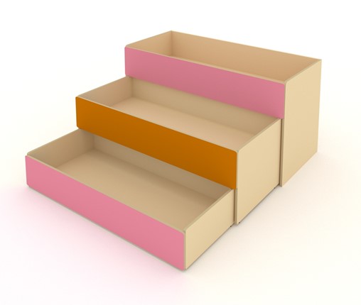 Кровать в детскую 3-х уровневая КД-3, Беж + Розовый + Оранжевый в Энгельсе - изображение