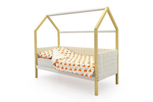Кровать-домик «Svogen бежево-белый» мягкая в Саратове - изображение