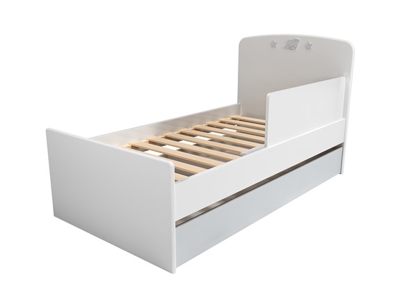 Кровать в детскую с ящиком и ограничителем НМ 041.07 «Лилу/Слоники» в Энгельсе - изображение