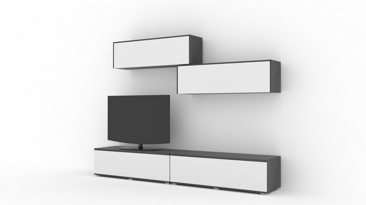 Гостиный гарнитур Куб (Cube), цвет Белый софт, Черный ясень в Саратове - изображение 1