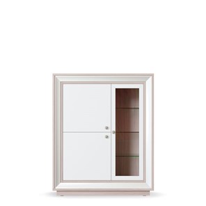 шкаф 3-х дверный (1 стеклодверь) низкий Прато 1179, Ясень светлый \ жемчуг в Саратове
