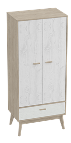 Шкаф для одежды Калгари, Дуб натуральный светлый/Белый матовый в Саратове - предосмотр