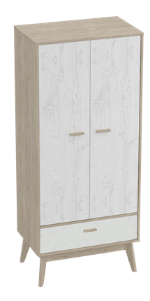 Шкаф для одежды Калгари, Дуб натуральный светлый/Белый матовый в Саратове - изображение