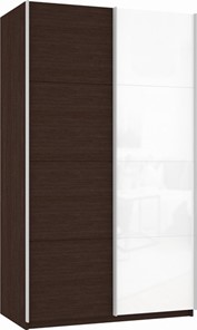 Шкаф 2-дверный Прайм (ДСП/Белое стекло) 1600x570x2300, венге в Саратове - предосмотр
