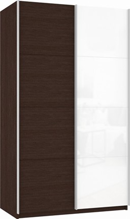 Шкаф 2-дверный Прайм (ДСП/Белое стекло) 1600x570x2300, венге в Саратове - изображение