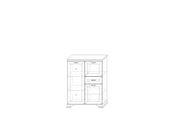 Шкаф низкий  (1 стеклодверь) Сиена, Бодега белый / патина золото в Саратове - изображение 1