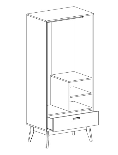 Шкаф для одежды Калгари, Дуб натуральный светлый/Белый матовый в Саратове - изображение 1