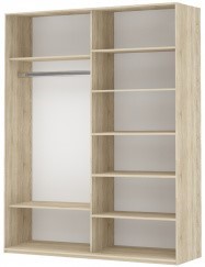Шкаф 2-х створчатый Прайм (ДСП/Зеркало) 1600x570x2300, бетон в Саратове - изображение 1