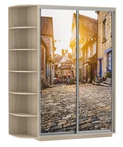 Шкаф 2-дверный Хит, 1500x600x2200, фотопечать, со стеллажом, улица, шимо светлый в Саратове