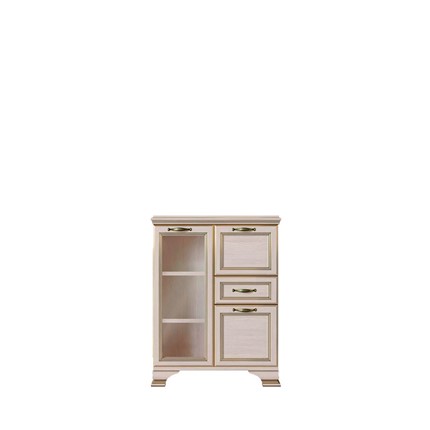 Шкаф низкий  (1 стеклодверь) Сиена, Бодега белый / патина золото в Саратове - изображение