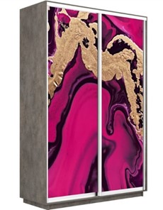 Шкаф 2-дверный Экспресс 1200x600x2200, Абстракция розовая/бетон в Саратове