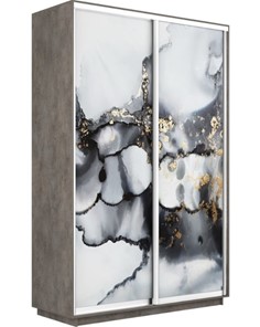 Шкаф 2-х створчатый Экспресс 1400x450x2400, Абстракция серая/бетон в Саратове
