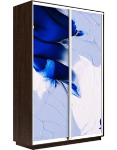 Шкаф-купе Экспресс 1600x450x2200, Абстракция бело-голубая/венге в Саратове
