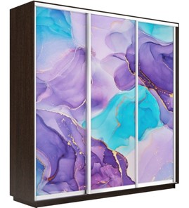 Шкаф 3-дверный Экспресс 2100х450х2400, Абстракция фиолетовая/венге в Энгельсе