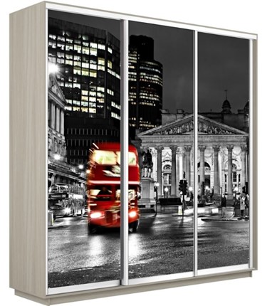 Шкаф 3-дверный Экспресс 2100х600х2400, Ночной Лондон/шимо светлый в Саратове - изображение