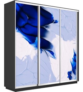 Шкаф Экспресс 2400х600х2200, Абстракция бело-голубая/серый диамант в Энгельсе