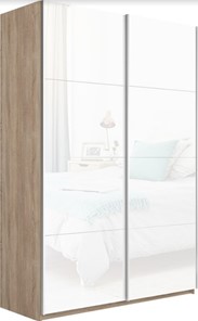 Шкаф 2-створчатый Прайм (Белое стекло/Белое стекло) 1600x570x2300, дуб сонома в Энгельсе - предосмотр