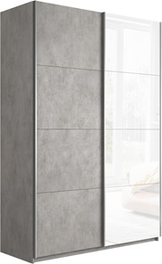 Шкаф двухдверный Прайм (ДСП/Белое стекло) 1400x570x2300, бетон в Энгельсе
