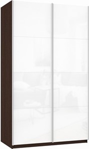 Шкаф двухдверный Прайм (Белое стекло/Белое стекло) 1600x570x2300, венге в Саратове - предосмотр