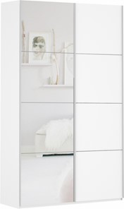 Шкаф Прайм (ДСП/Зеркало) 1200x570x2300, белый снег в Энгельсе