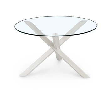 Круглый столик Оникс-3, Выбеленный дуб/Прозрачное стекло в Саратове