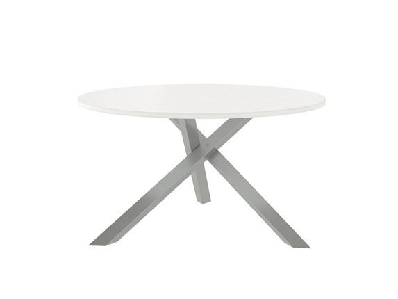 Столик круглый Триада-15Д, Металлик/Белый в Энгельсе - изображение