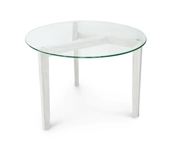 Круглый столик Оникс-7, Выбеленный дуб/Прозрачное стекло в Саратове