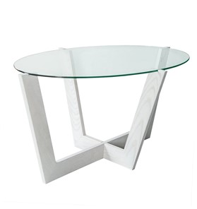 Овальный столик Оникс-6, Выбеленный дуб/Прозрачное стекло в Саратове