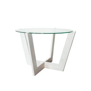 Круглый столик Оникс-10, Выбеленный дуб/Прозрачное стекло в Энгельсе