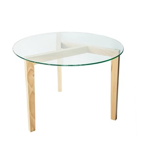 Стеклянный столик Оникс-7, Натуральный массив/Прозрачное стекло в Саратове