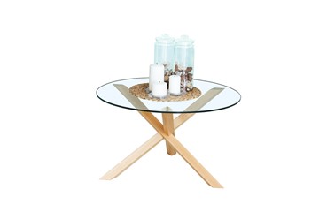 Журнальный столик Оникс-3, Натуральный массив/Прозрачное стекло в Саратове - предосмотр 1