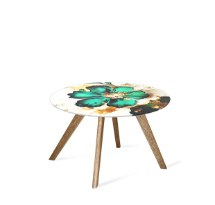 Круглый столик SHT-S39 / SHT-TT32 60 стекло/МДФ (малахитово зеленый/брашированный коричневый) в Саратове