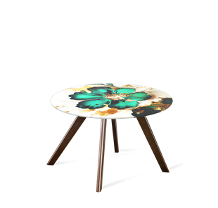 Круглый столик SHT-S39 / SHT-TT32 60 стекло/МДФ (малахитово зеленый/венге) в Саратове