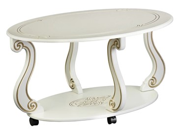 Овальный столик Овация-М на колесах (слоновая кость/золото) в Саратове
