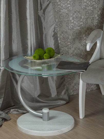 Стеклянный столик Дуэт 13Н (металлик-дуб дымчатый-прозр) в Энгельсе - изображение 6