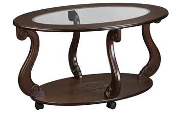Стеклянный столик Овация-С, на колесах, темно-коричневый в Саратове
