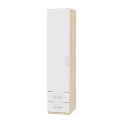 Шкаф распашной Риал (H20) 198х45х45 ручка рейлинг, Белый/ДСС в Саратове - изображение