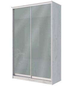 Шкаф двухстворчатый Хит-22-12-22 с цветным стеклом, средне-серый 074, Дуб крафт белый в Саратове