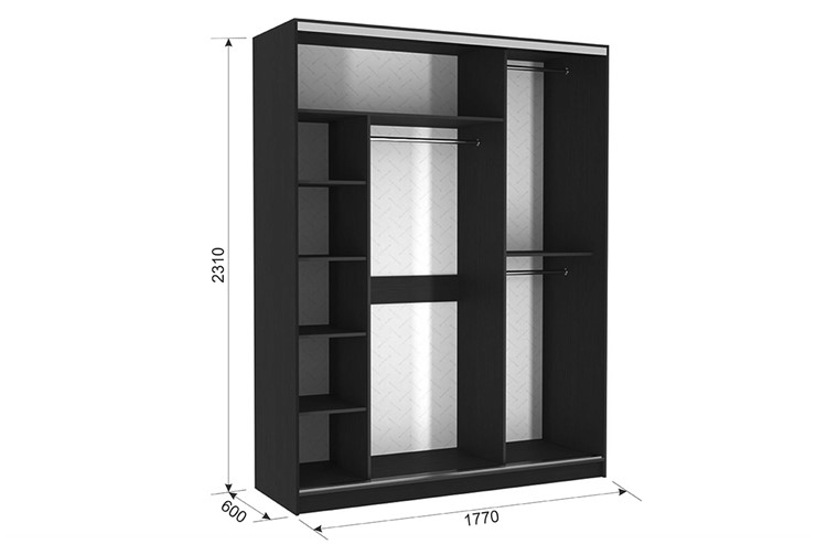 Шкаф 3-х дверный Бассо 2-600, венге/крем в Саратове - изображение 2
