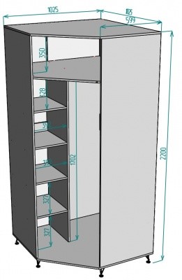 Угловой шкаф распашной Лофт H132, ВД в Саратове - изображение 1