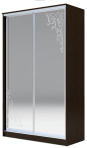 Шкаф-купе 2-х створчатый 2400х1682х420 два зеркала, "Орнамент" ХИТ 24-4-17-66-09 Венге Аруба в Саратове